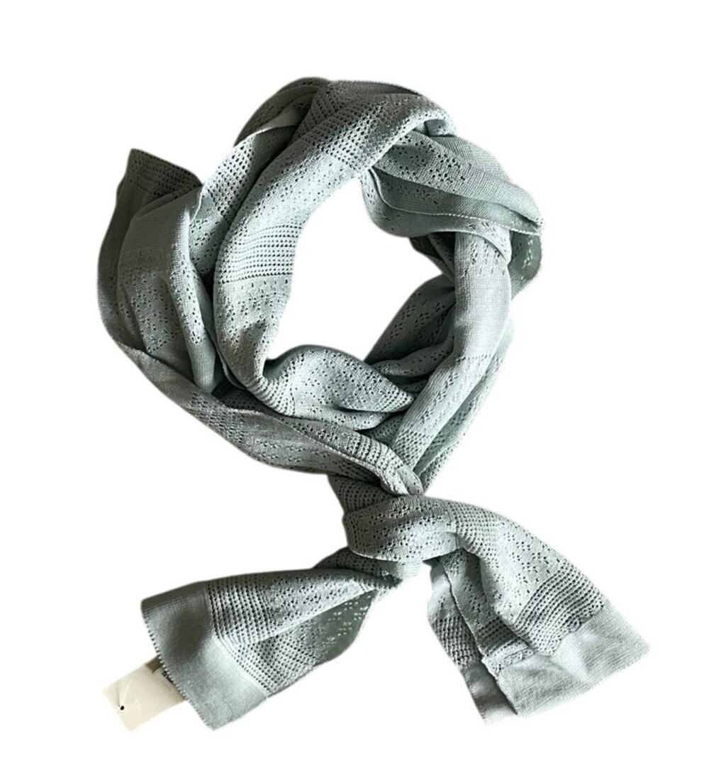 Banana Republic Silk Narrow long Scarf Lightweight Open Weave Soft Mint Sage